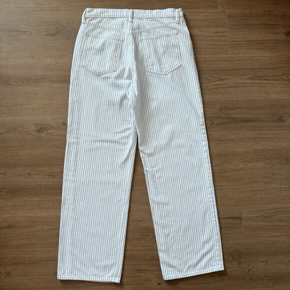 NWOT Abercrombie & Fitch The Loose High Rise Pants Blue White Stripe Size 30/10R - Picture 2 of 6